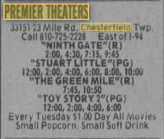 Premier Theaters (Chesterfield Cinemas 1-2-3) - MAY 2000 AD